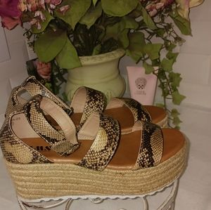 AMS Emma Ankle woven wedges Snake Brown. New never worn. NO tags